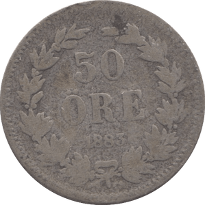 1883 SILVER 50 ORE SWEDEN - SILVER WORLD COINS - Cambridgeshire Coins