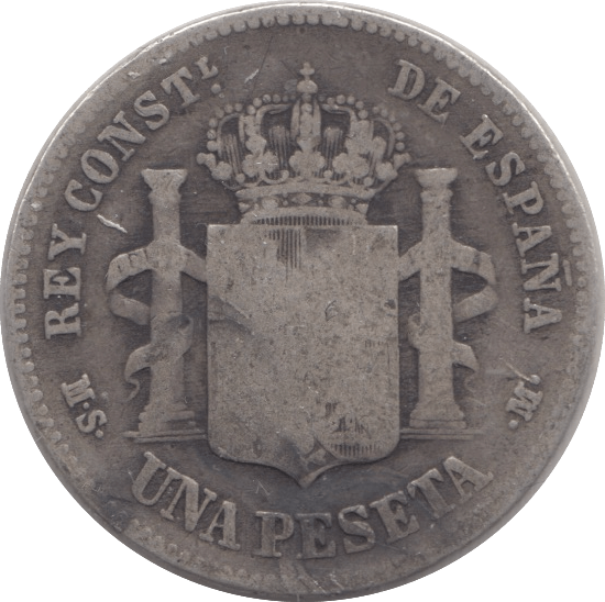 1883 SILVER SPAIN ONE PESETA - SILVER WORLD COINS - Cambridgeshire Coins