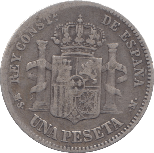 1883 SILVER SPAIN ONE PESETA - SILVER WORLD COINS - Cambridgeshire Coins