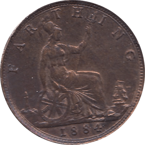 1884 FARTHING CLEANED ( EF ) - Farthing - Cambridgeshire Coins