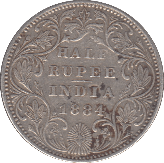 1884 SILVER HALF RUPEE INDIA - SILVER WORLD COINS - Cambridgeshire Coins