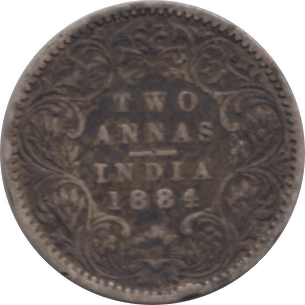 1884 SILVER TWO ANNA INDIA - SILVER WORLD COINS - Cambridgeshire Coins