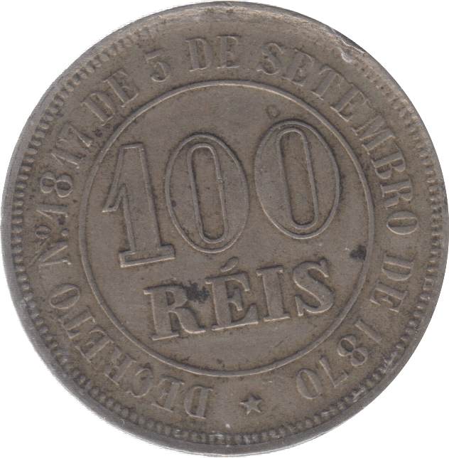 1885 100 REIS BRAZIL - WORLD COINS - Cambridgeshire Coins