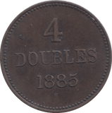 1885 GUERNSEY 4 DOUBLES - WORLD COINS - Cambridgeshire Coins