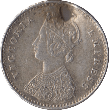 1885 SILVER INDIA TWO ANNAS HOLED - SILVER WORLD COINS - Cambridgeshire Coins