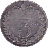 1885 THREEPENCE ( F ) - Threepence - Cambridgeshire Coins
