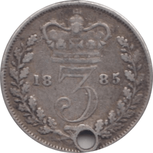 1885 THREEPENCE ( FINE ) HOLED - Threepence - Cambridgeshire Coins