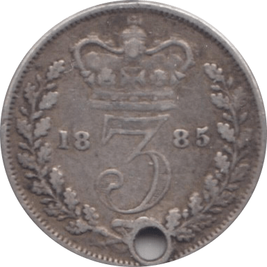 1885 THREEPENCE ( FINE ) HOLED - Threepence - Cambridgeshire Coins