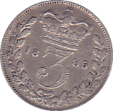 1885 THREEPENCE ( VF ) - Threepence - Cambridgeshire Coins