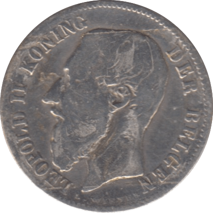 1886 BELGIUM SILVER 50 CENTIMES - SILVER WORLD COINS - Cambridgeshire Coins