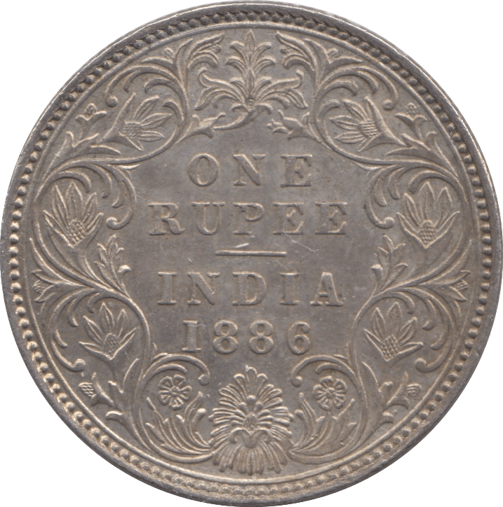 1886 INDIA SILVER ONE RUPEE - WORLD SILVER COINS - Cambridgeshire Coins
