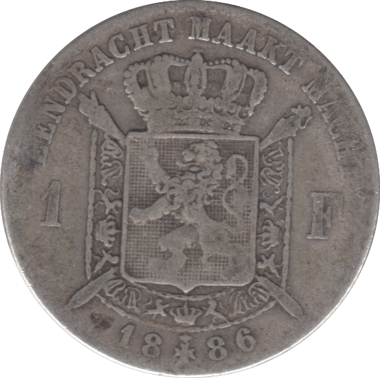 1886 SILVER 1 FRANC BELGIUM - SILVER WORLD COINS - Cambridgeshire Coins