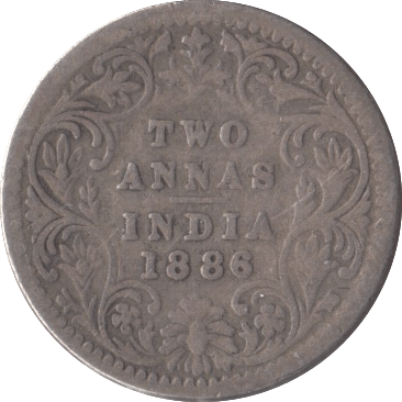 1886 SILVER INDIA TWO ANNAS - SILVER WORLD COINS - Cambridgeshire Coins