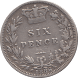 1886 SIXPENCE ( FINE ) 8 - SIXPENCE - Cambridgeshire Coins