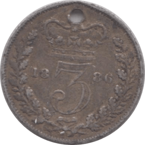 1886 THREEPENCE ( FINE ) HOLED - Threepence - Cambridgeshire Coins