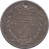 1886 THREEPENCE ( FINE ) HOLED - Threepence - Cambridgeshire Coins