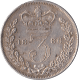 1886 THREEPENCE ( GVF ) - Threepence - Cambridgeshire Coins