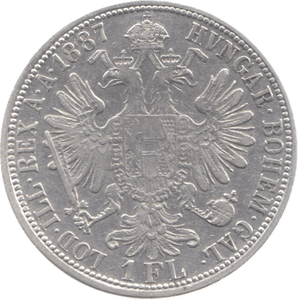 1887 AUSTRIA HUNGARY SILVER ONE FLORIN - SILVER WORLD COINS - Cambridgeshire Coins