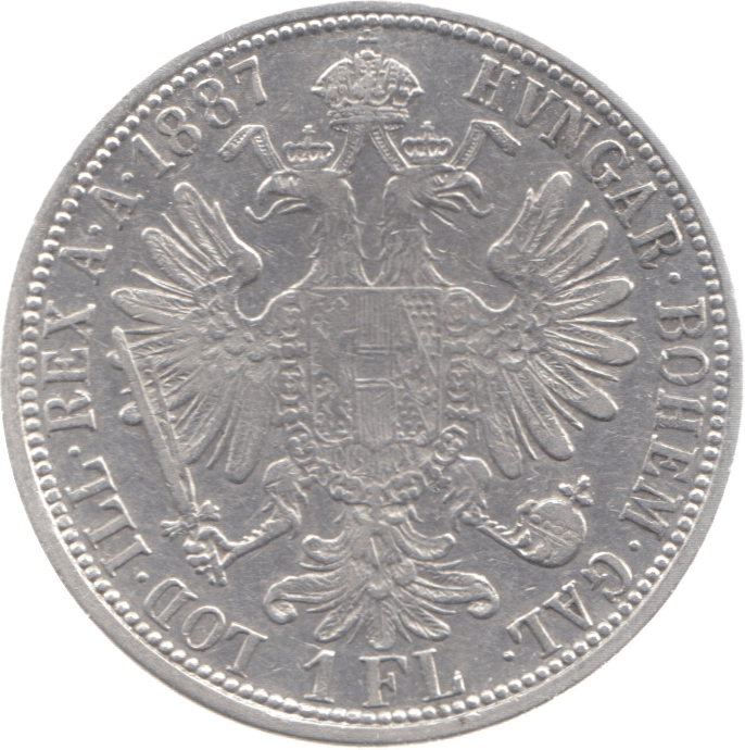 1887 AUSTRIA HUNGARY SILVER ONE FLORIN - SILVER WORLD COINS - Cambridgeshire Coins