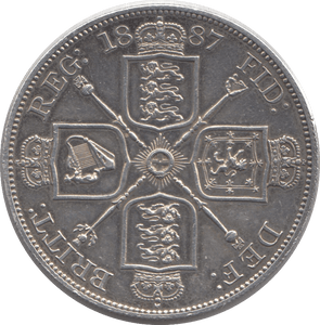 1887 DOUBLE FLORIN ARABIC 1 ( AUNC ) - Double Florin - Cambridgeshire Coins