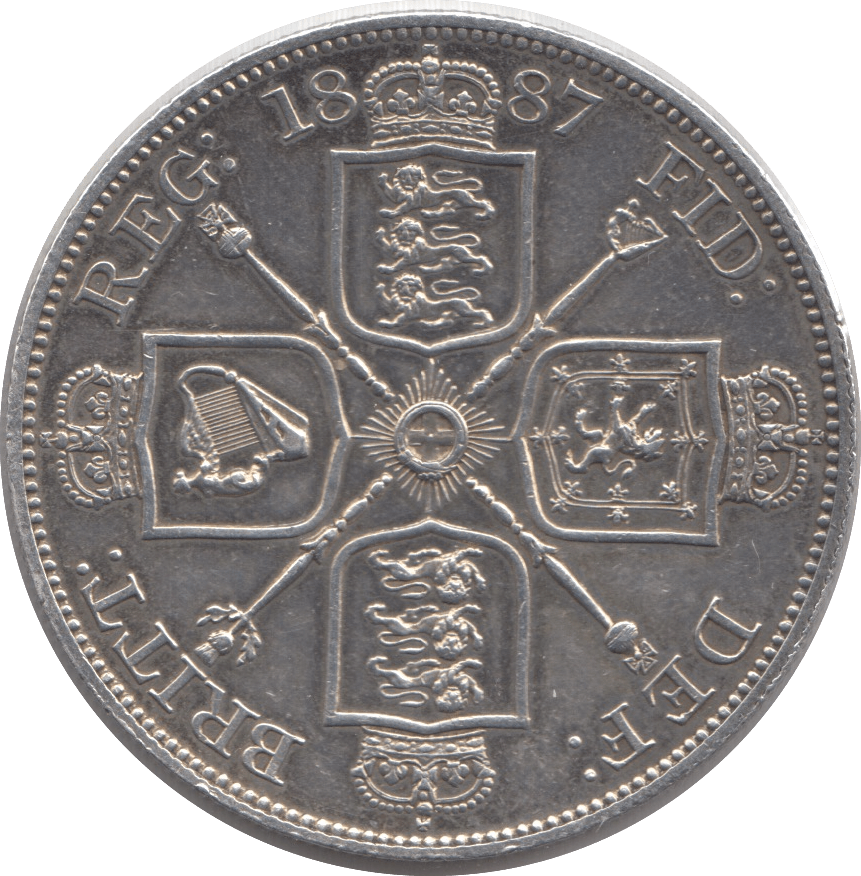 1887 DOUBLE FLORIN ARABIC 1 ( AUNC ) - Double Florin - Cambridgeshire Coins