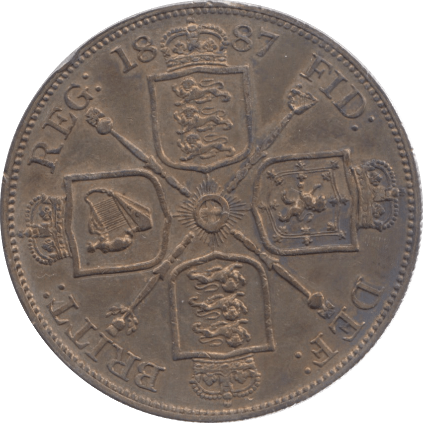 1887 DOUBLE FLORIN ARABIC 1 ( EF ) 5 - Double Florin - Cambridgeshire Coins