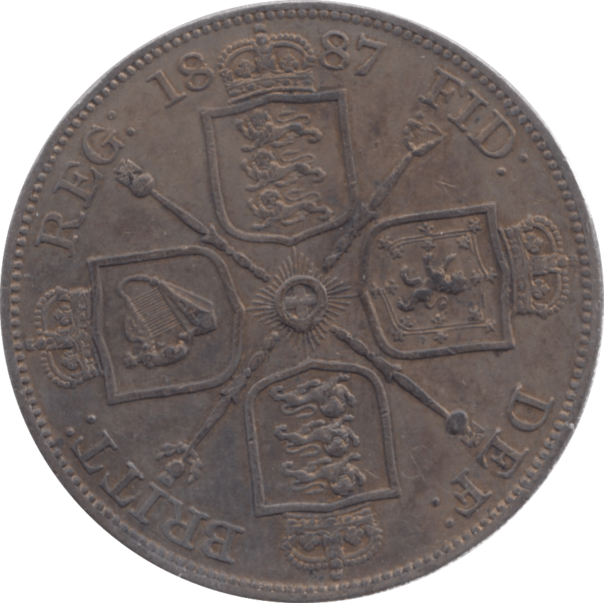 1887 DOUBLE FLORIN ARABIC 1 ( EF ) 6 - Double Florin - Cambridgeshire Coins