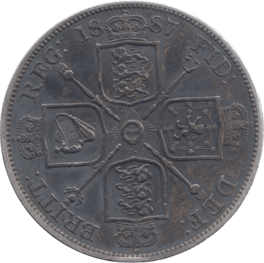 1887 DOUBLE FLORIN ARABIC 1 ( GVF ) 4 - Double Florin - Cambridgeshire Coins