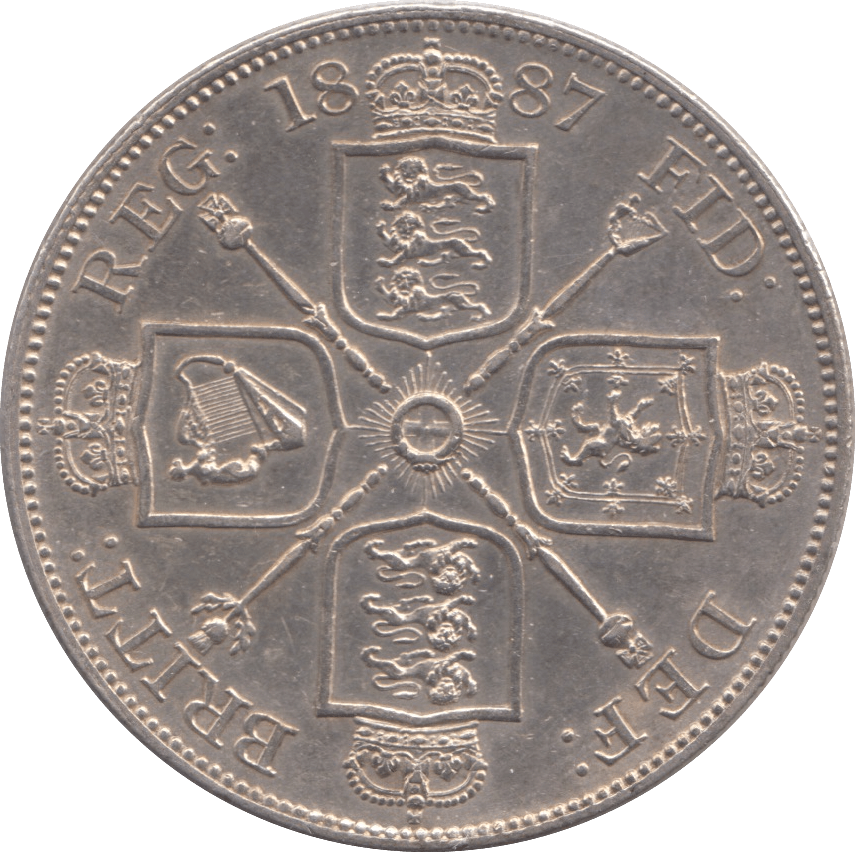 1887 DOUBLE FLORIN ARABIC ( AUNC ) - Double Florin - Cambridgeshire Coins