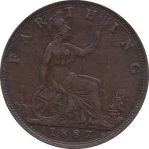 1887 FARTHING ( AUNC ) 5 - Farthing - Cambridgeshire Coins