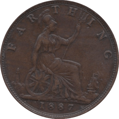 1887 FARTHING ( AUNC ) 5 - Farthing - Cambridgeshire Coins