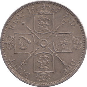 1887 FLORIN ( AUNC ) 3 - FLORIN - Cambridgeshire Coins