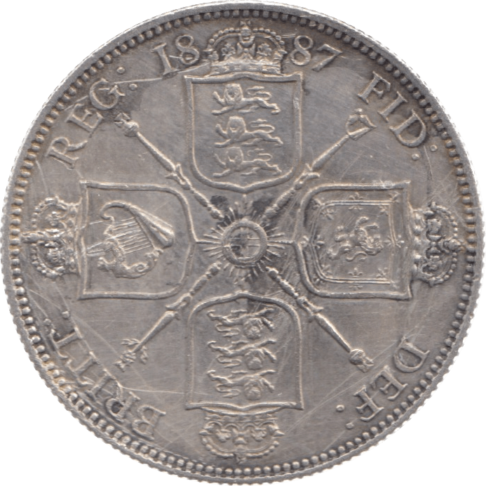 1887 FLORIN ( EF ) 18 SCRATCHED - Florin - Cambridgeshire Coins