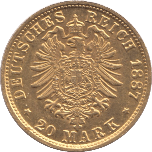 1887 GOLD 20 MARK GERMANY - Gold World Coins - Cambridgeshire Coins