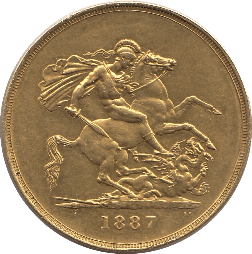 1887 GOLD FIVE POUND ( AUNC ) 2 - GOLD FIVE POUNDS - Cambridgeshire Coins