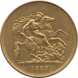 1887 GOLD FIVE POUND ( AUNC ) 2 - GOLD FIVE POUNDS - Cambridgeshire Coins