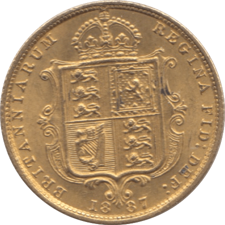 1887 GOLD HALF SOVEREIGN ( AUNC ) REF 1 - Half Sovereign - Cambridgeshire Coins