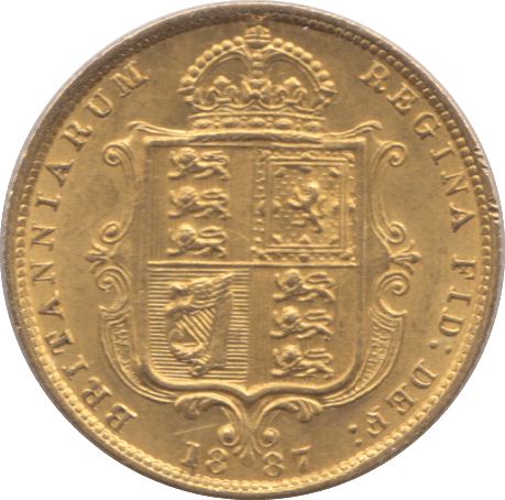 1887 GOLD HALF SOVEREIGN ( AUNC ) REF 2 - Half Sovereign - Cambridgeshire Coins