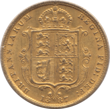 1887 GOLD HALF SOVEREIGN ( AUNC ) REF 3 - Half Sovereign - Cambridgeshire Coins