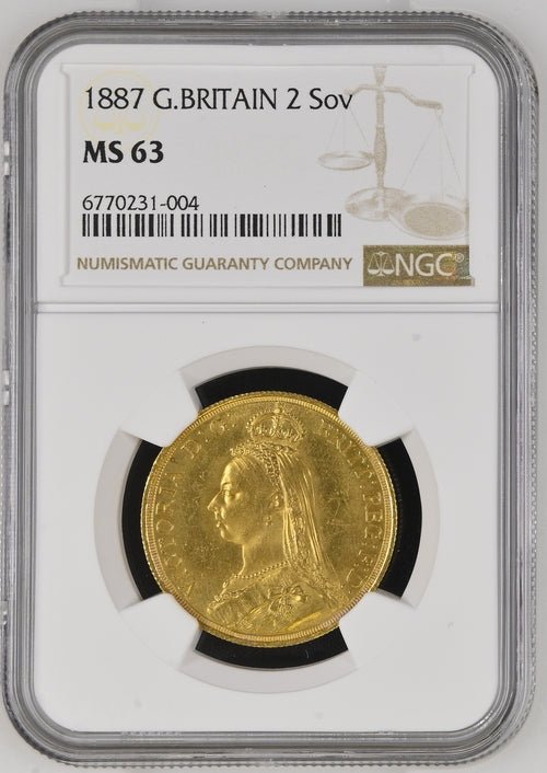 1887 GOLD PROOF DOUBLE SOVEREIGN (NGC) MS63 - NGC GOLD PROOF COINS - Cambridgeshire Coins