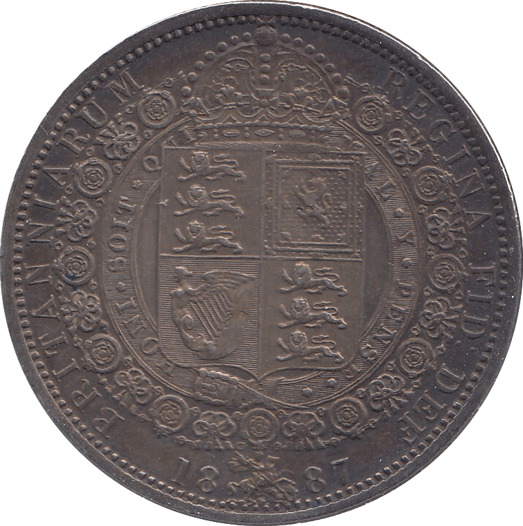 1887 HALFCROWN ( AUNC ) TONED - Halfcrown - Cambridgeshire Coins