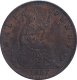 1887 HALFPENNY ( AUNC ) - Halfpenny - Cambridgeshire Coins