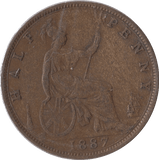 1887 HALFPENNY ( FINE ) - Halfpenny - Cambridgeshire Coins