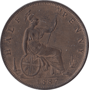 1887 HALFPENNY ( UNC ) - Halfpenny - Cambridgeshire Coins