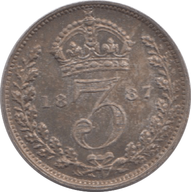 1887 MAUNDY THREEPENCE ( EF ) 4 - Maundy Coins - Cambridgeshire Coins