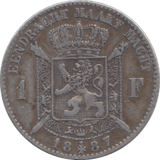 1887 SILVER BELGIUM 1 FRANCS - SILVER WORLD COINS - Cambridgeshire Coins