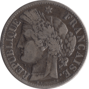 1887 SILVER FRANCE TWO FRANCS - WORLD COINS - Cambridgeshire Coins