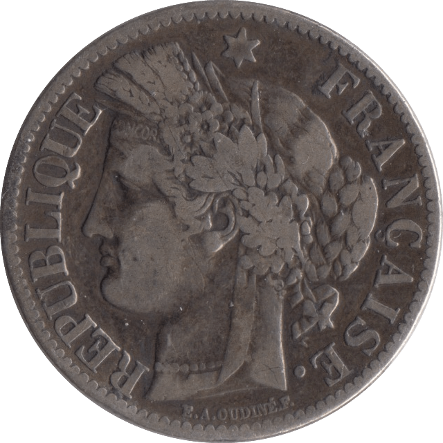 1887 SILVER FRANCE TWO FRANCS - WORLD COINS - Cambridgeshire Coins