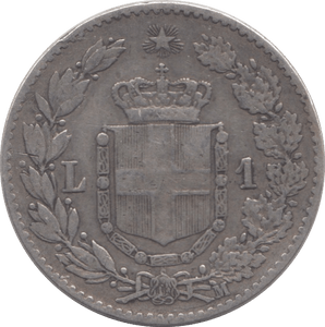 1887 SILVER ITALY ONE LIRA - SILVER WORLD COINS - Cambridgeshire Coins