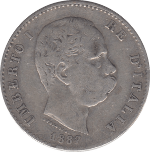 1887 SILVER ITALY ONE LIRA - SILVER WORLD COINS - Cambridgeshire Coins